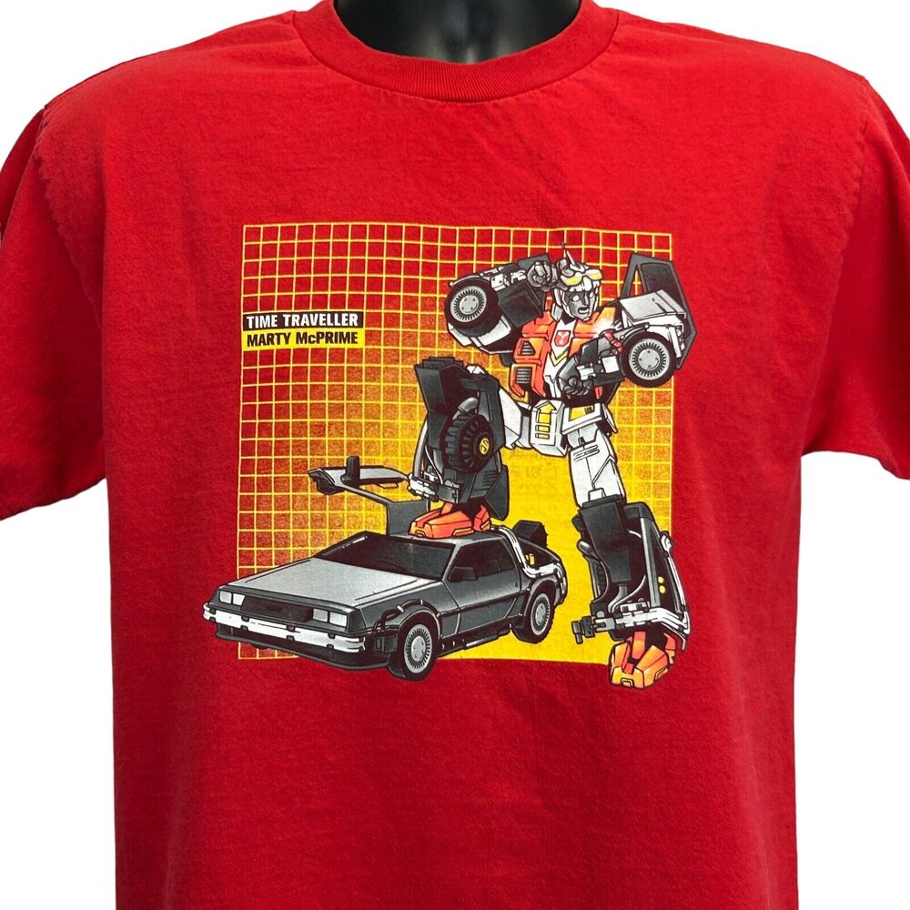 Marty McPrime Transformers T Shirt Red Back To The Future DeLorean Tee M Medium